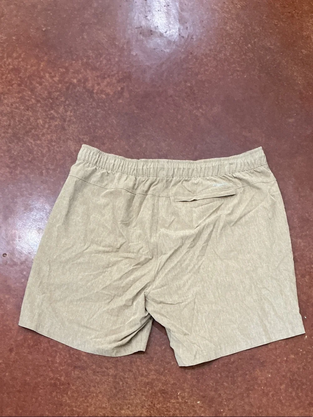 Eddie Bauer Light Tan Swim Trunks with Black Drawstring